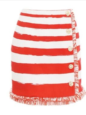 Zimmermann Postcard Striped Mini Skirt in Red and White, (some call it orange).